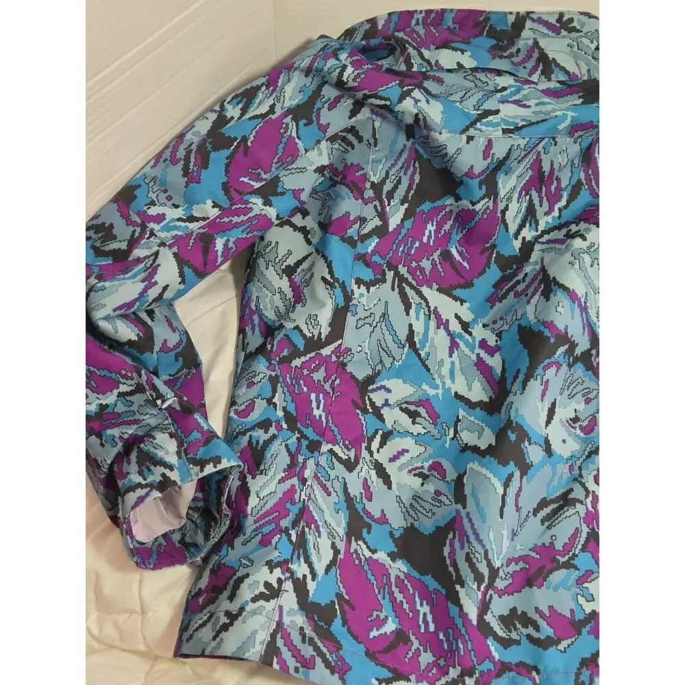 Columbia Jacket Girls Sz 7 8 Blue Abstract Waterproof Ski Snow 3in1 Shell Winter
